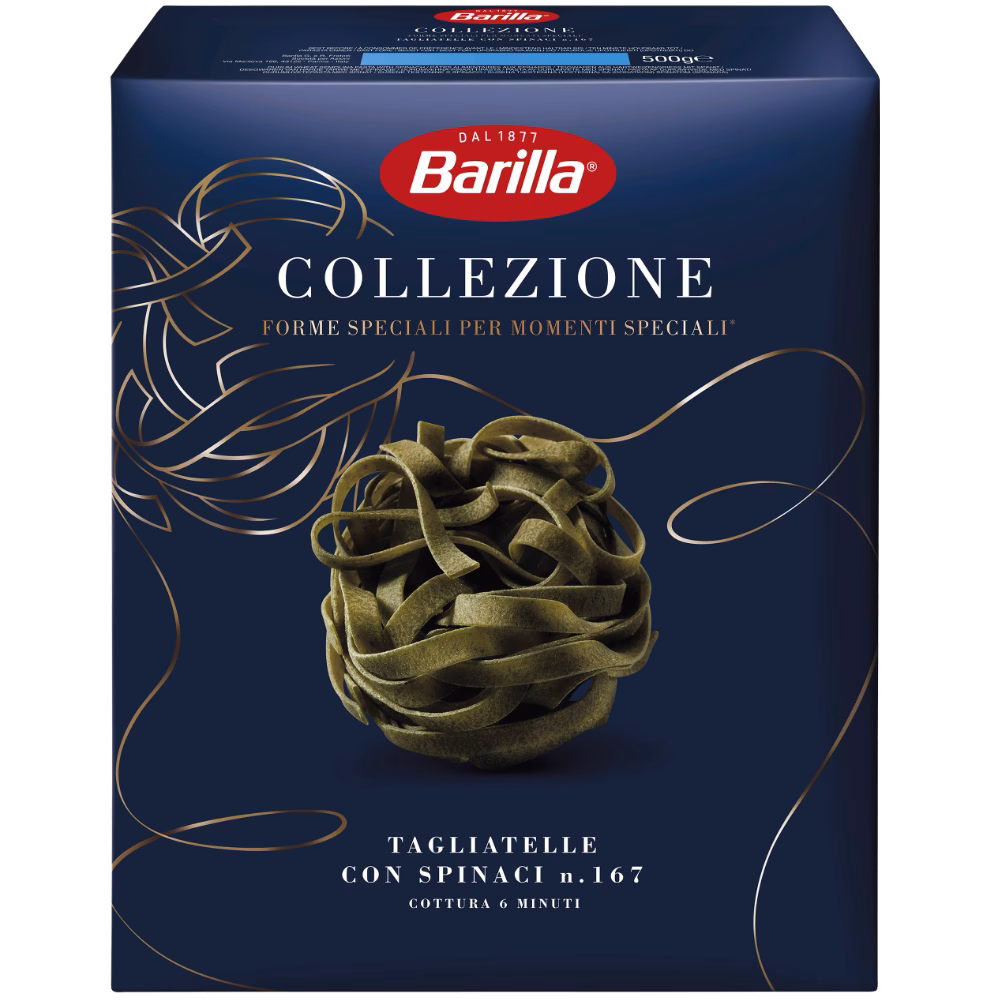 Barilla Collezione Tagliatelle con Spinaci – grüne Bandnudel-Nester mit Spinat in der 500g Packung.
