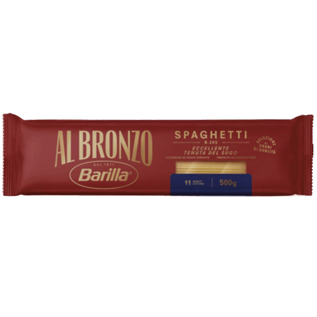 Barilla AL BRONZO Spaghetti – Premium Hartweizenpasta aus Bronze-Matrizen in der 500g Packung.