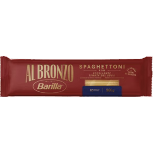 Barilla AL BRONZO Spaghettoni – Premium Pasta aus Bronze-Matrizen in der 500g Packung.