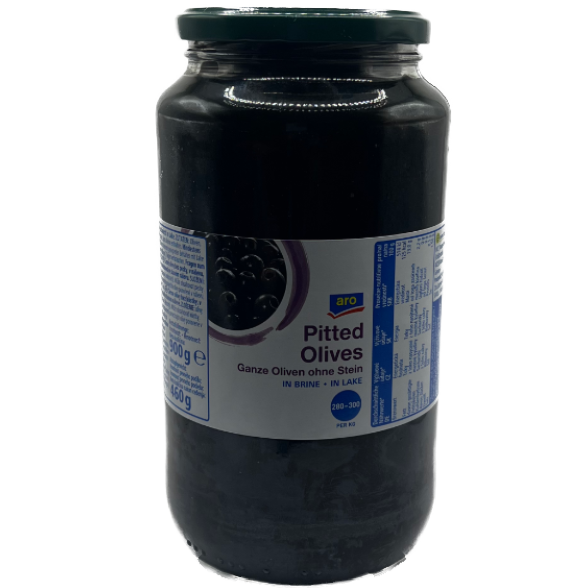 aro geschwärzte Oliven entsteint
